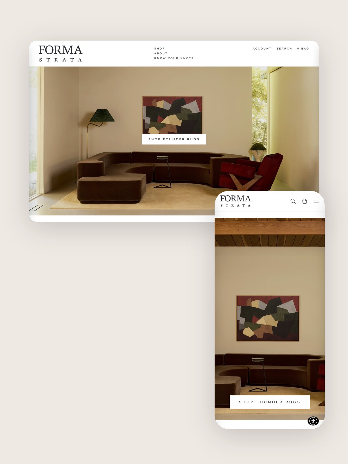 Forma Strata storefront, desktop and phone