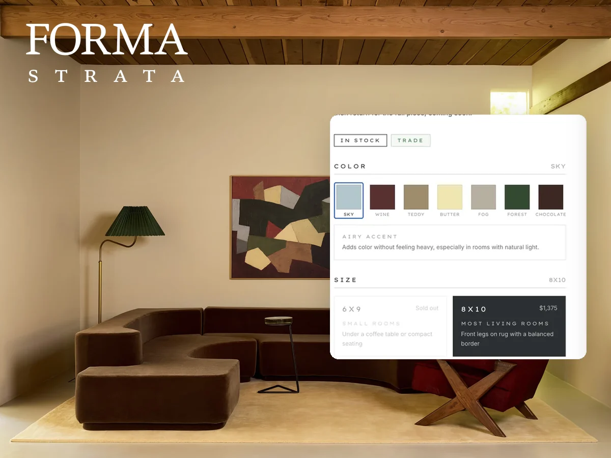 Forma Strata room with visible catalogue stock states