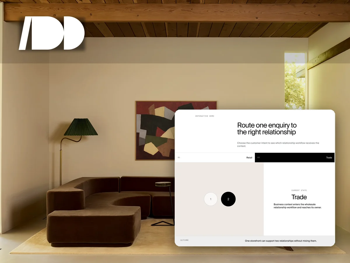 Interior photography with a retail and trade routing demo