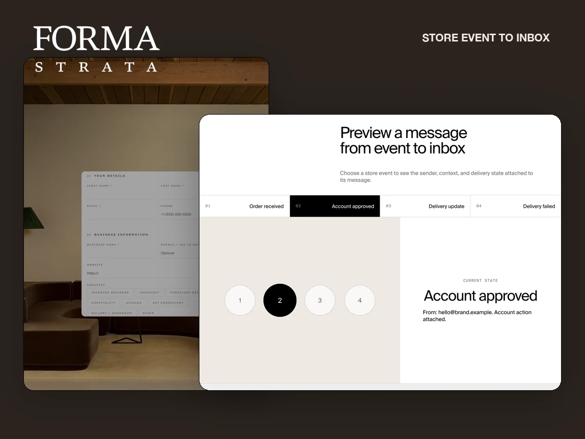 Forma Strata trade form with a transactional delivery demo