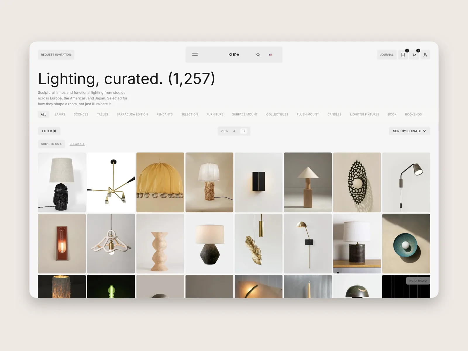 KURA shop page