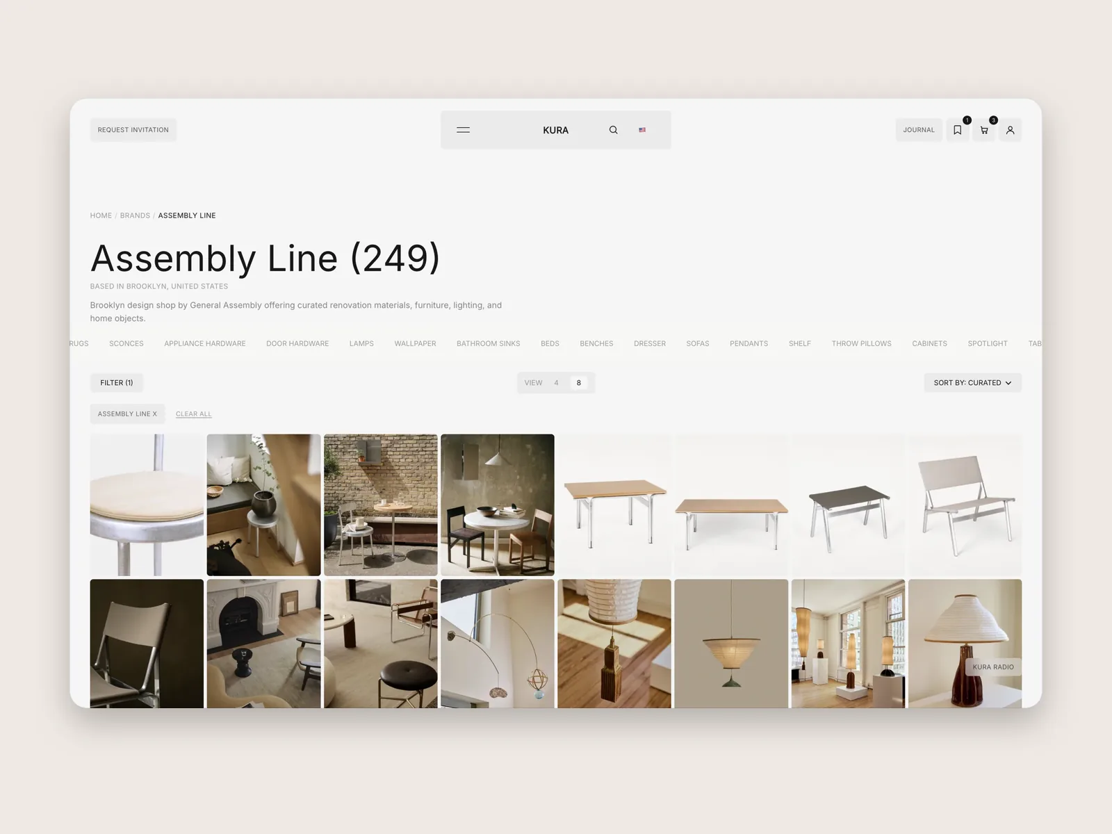 KURA brand page