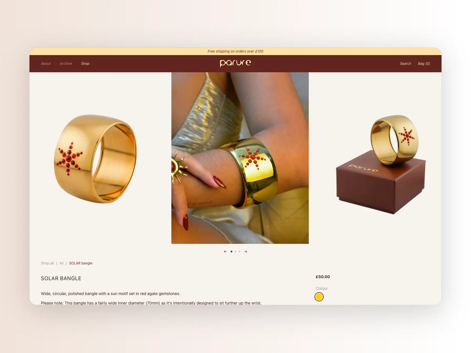 Parure London product page