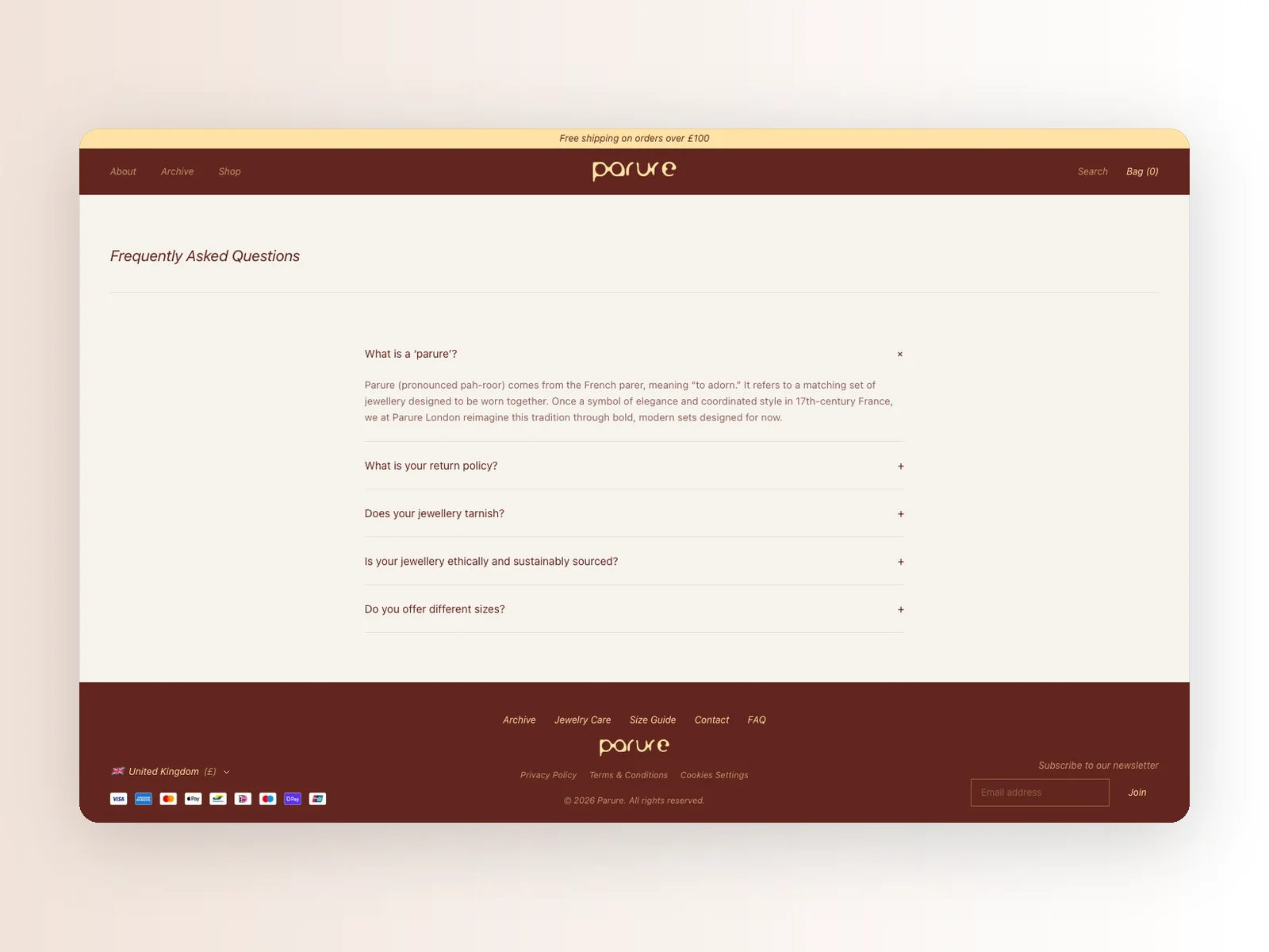 Parure London questions and answers