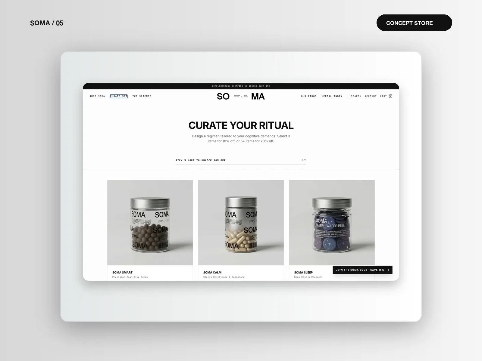 SOMA, Concept Store product grid