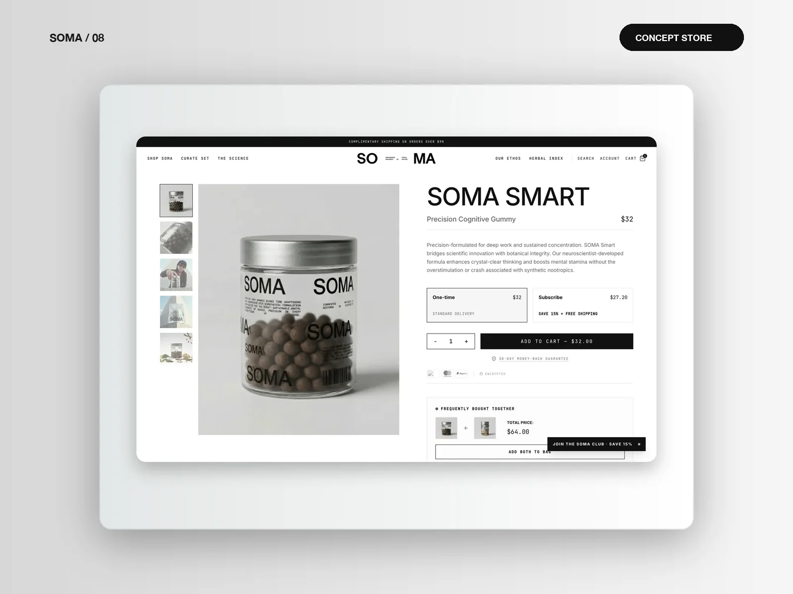 SOMA cart and account experience